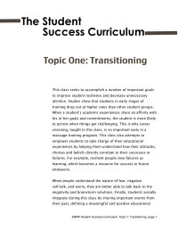 Topic 1: Transitioning